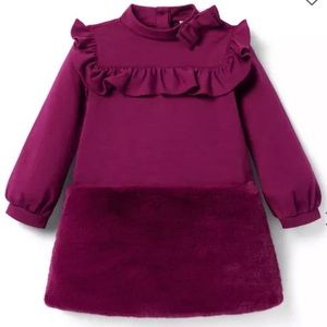 Janie & Jack Ponte Dress with Faux Fur skirt (Maroon/Purple/Burgundy)